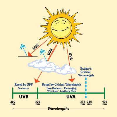 Infographic explanation of UVA and UVB sun rays