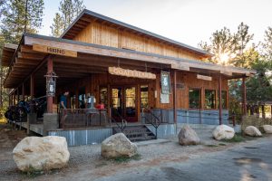 Exterior shot of a gear shop in Mazama, Washington