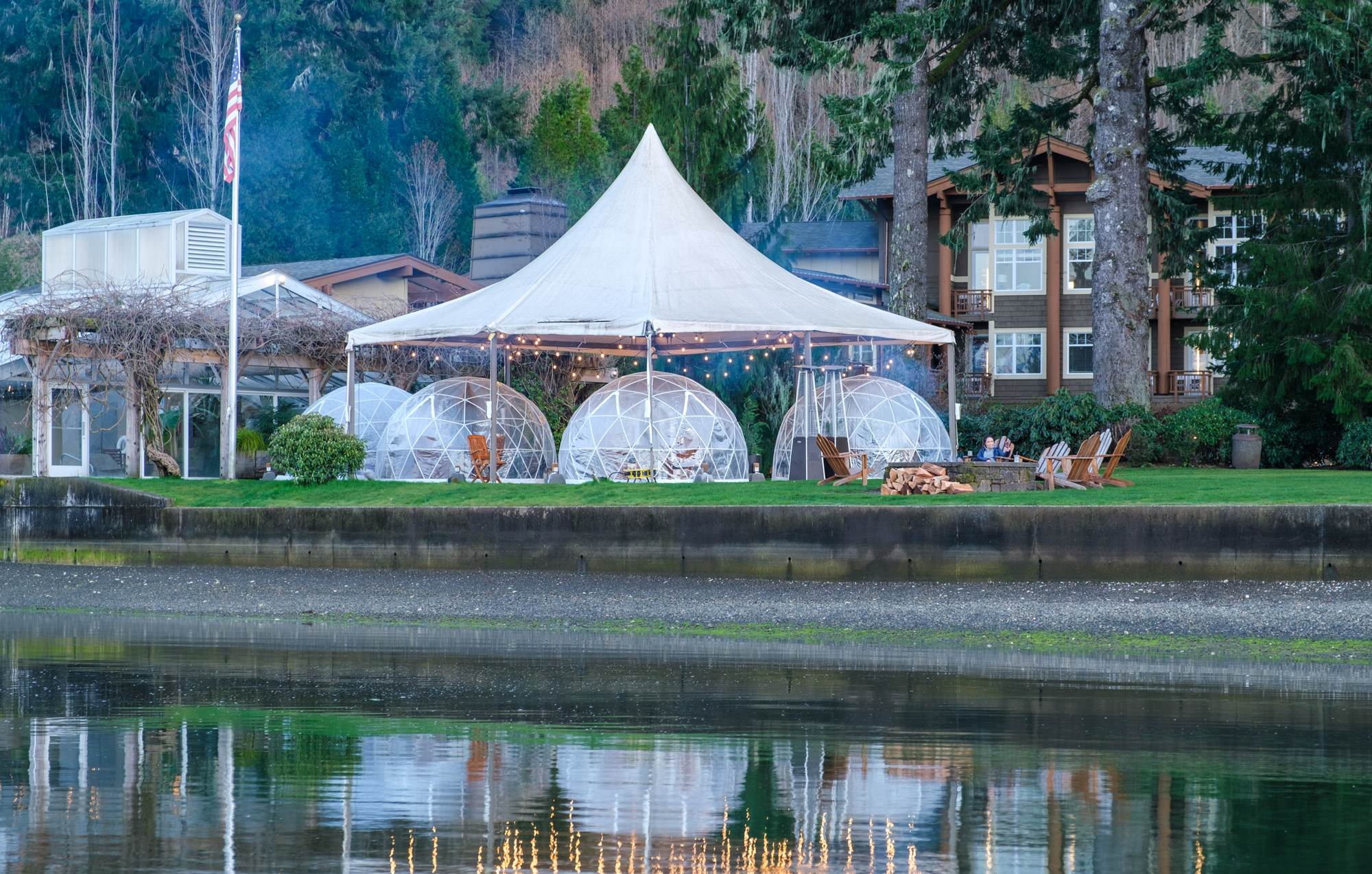 Culinary adventure tents on the lawn of the Alderbrook Resort & Spa